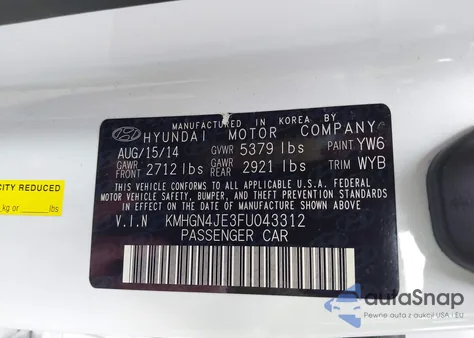 2015 Hyundai Genesis 3.8 из США, поврежденный, VIN KMHGN4JE3FU043312